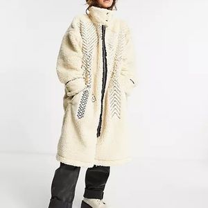 Free People Avery Embroidered Teddy Coat